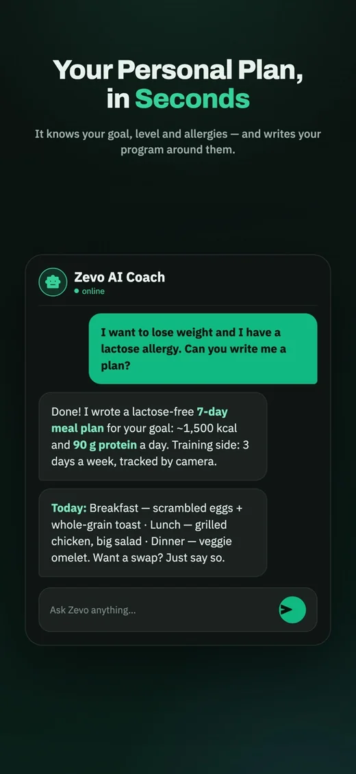 Zevo AI coach writes a personal plan